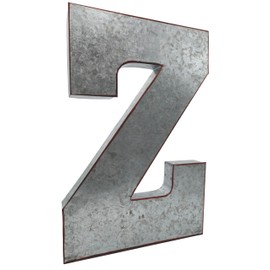 SciencePurchase 20" Metal Letter Z Wall Decor, Silver with Rusted Edges, Galvanized Wall Mountable Decoration for Country, Mid-Century, or Farmhouse Themed Room or Event