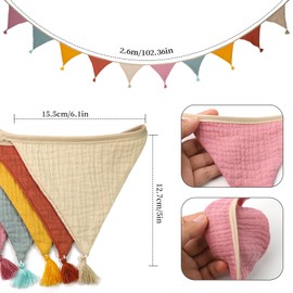 Molirex Garland Bunting Children's Room Set, Includes 2.6 m Bunting Fabric and 0 to 12 Months Garland Birthday Baby Bunting Outdoor Children's Birthday Decoration for Girls Boys Party