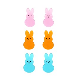 QLUYCKW 3pcs Easter Bunny Stud Earrings for Women Lightweight Acrylic Animal Earrings Cute Colorful Sequin Spring Rabbit Stud Earrings Easter Party Jewelry (Style 2)