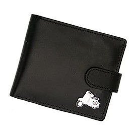 Genuine Black Leather Wallet with a MODS Scooter with Italian Roundel Emblem