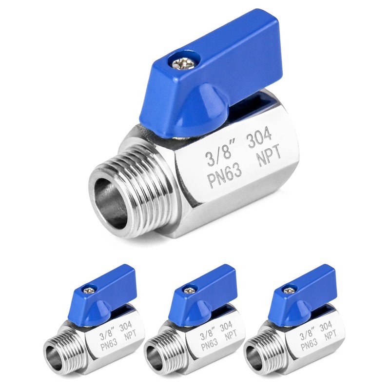 QWORK Mini Ball Valve, 4 Pack 3/8" NPT Thread Female