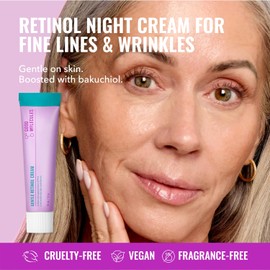 Good Molecules Gentle Retinol Cream 30ml/1oz - Night Cream With Retinol And Bakuchiol - Anti-Aging Skincare For Face Minimize Fine Lines, Wrinkles, Breakouts, Enlarged Pores, Hyperpigmentation
