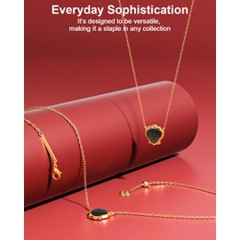 AICase 18K Gold Plated Pendant Necklace for Women,Shell Ivory Mother Of Pearl Fashion Dainty Jewelry,Anniversary Birthday Gifts for Women/MoM/Sister/Friends/Her/Wife/Grandma/Coworker_Black