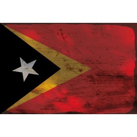 AGDeko® Blechschild 18x12 cm Osttimor Flag East Timor Rost zum Aufhängen oder Stellen Raum Dekoration