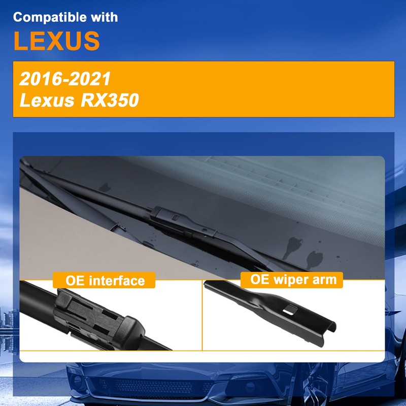 RAINTOK Windshield Wiper Blade Set Replacement for Lexus RX350 2016