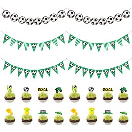 DGMI Pack of 22 Football Decoration Banner, Football Decoration Birthday Children, Football Garland, Football Party Decoration Bunting, Garland Birthday Football Decoration for Football Fans, Football