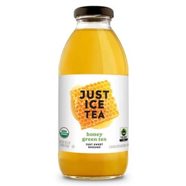 Just Ice Tea Organic Iced Tea, 16 Fl Oz Glass Bottles (Honey Green Tea, Pack of 12)