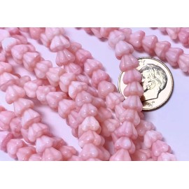 Czech Bead, Flower, 50 Pink Peaches & Cream Czech Glass 6x4mm Baby Bell Cone Cap