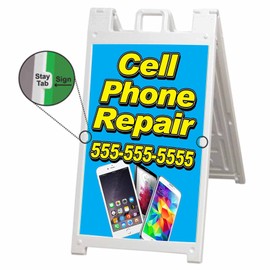 Cell Phone Repair (24" X 36") Standard A-Frame Signicade, Includes Decal Applied to Stand