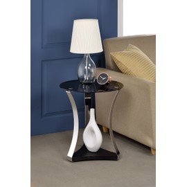 Acme Geiger End Table, One Size, Black Glass and Rose Gold