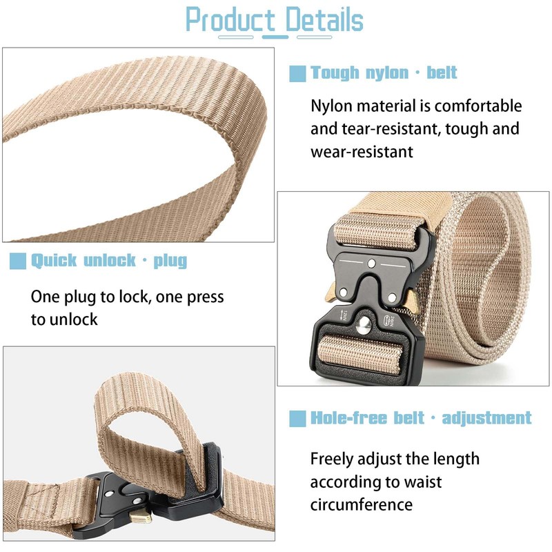 ZYEKIU Tactical Belt Men's Nylon Quick Release Belt 3.8 cm