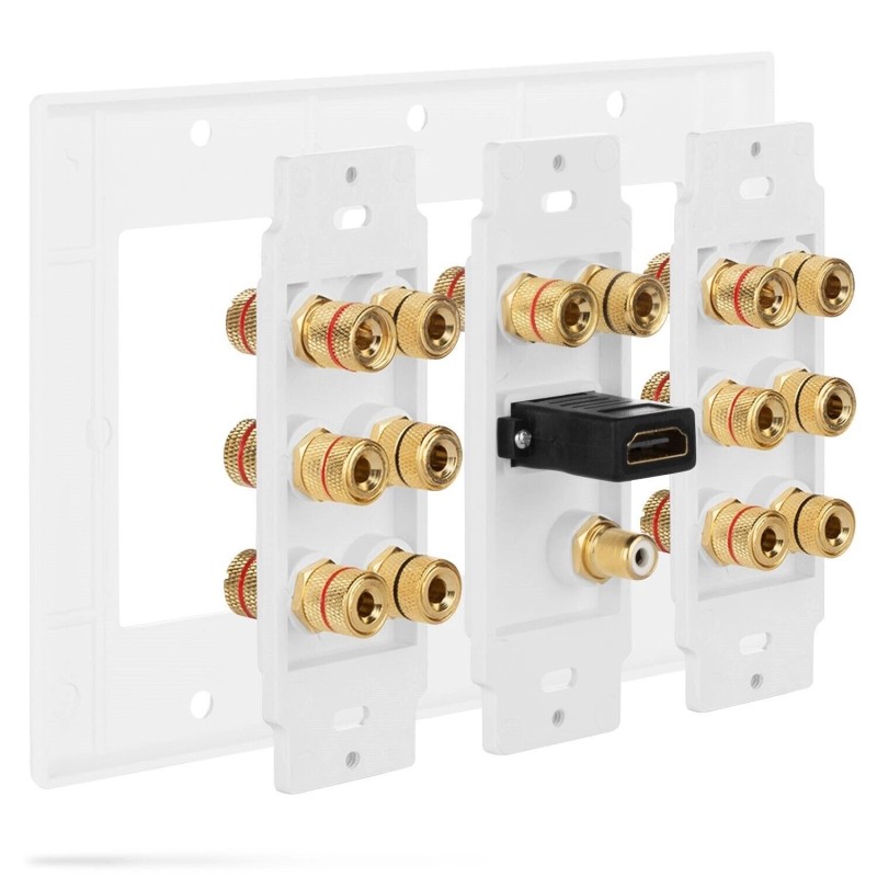 Fosmon 7.1 Surround Home Theater Speaker Wall Plate Banana Binding