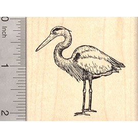Great Blue Heron Rubber Stamp, Coastal Bird, Egret, Bittern