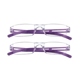 LAMBBAA 2 Pack Reading Glasses, Blue Light Blocking Computer Reading Glasses for Women and Men, Anti Glare Lightweight Readers(Purple,+1.75)