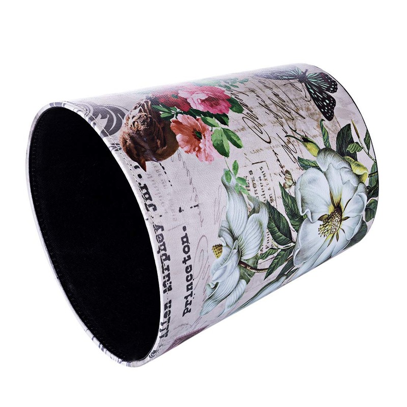 Lingxuinfo Scakbyer Small Trash Can Wastebasket, PU Leather Decorative Trash
