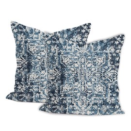 infenhiy Throw Pillow Covers Pack of 2 Double-Sided Printing Home Indoor and Outdoor Sofa Bed Decor 18 x 18 Inch pillowcover (Blue Boho Style Ethnic Design Pattern, 18x18Inch)