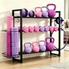 laapee 3-Tier Dumbbell Rack with 882 LBS Capacity, Multi-Purpose Weight