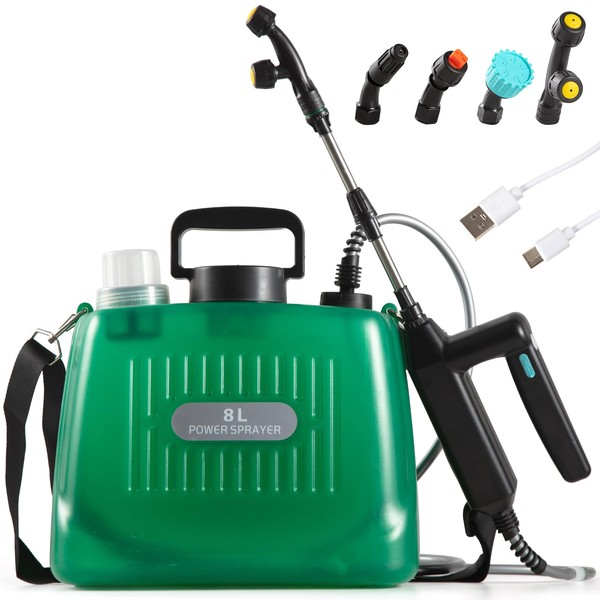 Battery Powered Garden Sprayer 2 Gallon, Rechargeable Pump Sprayer with