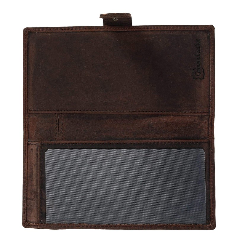 CTM Vintage Leather RFID Checkbook Cover Wallet with Snap Closure,