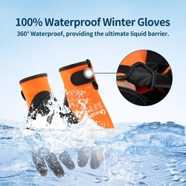 GOESTRIC Waterproof Winter Gloves for Men & Women, Abrasion-Resistant Insulated Work Gloves for Cold Weather, Strong Grip Freezer Gloves for Construction, Fishing, and Skiing(Orange M)