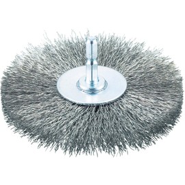 TRUSCO TB-6253-60 Wheel Brush with Shaft, φ3.9 inches (100 mm) x Shaft 0.25 inches (6.35 mm), Stainless Steel Wire, 0.01 inches (0.3