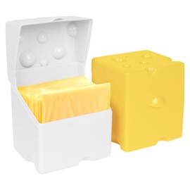 Linkidea 2 Pcs Sliced Cheese Container, ABS Plastic Holder with Flip Lids, Leakproof Kitchen Organizer, Food Keeper Safe in Refrigerator