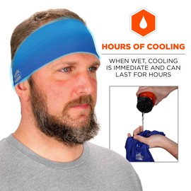 Ergodyne Chill Its 6634 Cooling Headband, Sports Headbands for Men and Women, Moisture Wicking , Blue