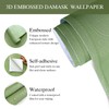 JiffDiff 3D Green Embossed Wallpaper Peel and Stick Wall Paper