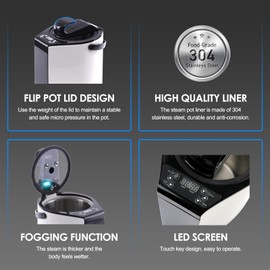 TaTalife Sauna Steamer, Portable Steam Generator, 3L Stainless Steel Steam Pot with Remote Control, Smart Touch Button, Spa Machine with Timer Display Mist Moisturizing for Body Detox