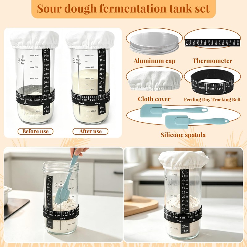 Sourdough Bread Baking Kit, Supplies with Round & Bread Proofing