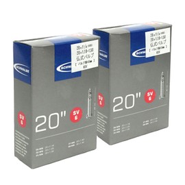 SCHWALBE (Genuine) 0.7 x 0.43/0.50 inches (20 x 1.10/1.50 mm), 0.8 x 0.4 inches (20 x 11/8 (406) Tube, Presta Type, 1.6 inches (40 mm) Bulb, 6SV (Set of 2)