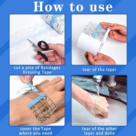 OBTANIM Transparent Waterproof Stretch Clear Adhesive Film Bandage Skin Dressing Tape for Tattoo Aftercare (3 x 197 Inch)