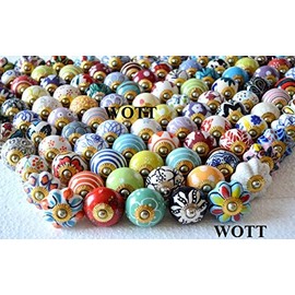 WOTT Assorted Multicolor Ceramic knobs Drawer knobs Door Cupboard Knobs and Mix Pulls (Set of 20 PC)