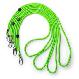 trage.band® Long Adjustable Neck Strap with Carabiner Hook, Pack of 4, Neon Green