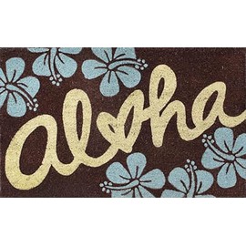 The Islander Group Hawaii Doormat 30" X 18" Aloha Hibiscus Blue