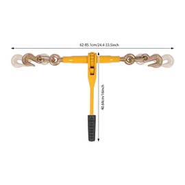 LIAPDG Ratchet Chain Binder Kit, Chain and Binder Set Heavy Duty Load Binders with Chains with Rotated 360° Hook Handles & Adjustable Loosening & Tightening Pulling Force 1361Kg/300 0lbs (Yellow+Gold)
