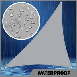 ShadeMart 7' x 7' x 9.9' Grey Waterproof Shade Sail Sun Shade Sail Triangle Custom Size Water Resistant Canopy Awning Shelter, 95% UV Blockage for Outdoor Patio Carport