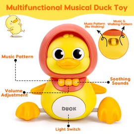 Baby Toys 6-12 Months Musical Duck Toy Set 3 4 5 6 7 8 9 10 Month Old Tummy Time Infant Newborn Crawling Moving Light Up Toys for Babies 9-12-18 Months Birthday Shower Gifts for 1 Year Old Boy Girl