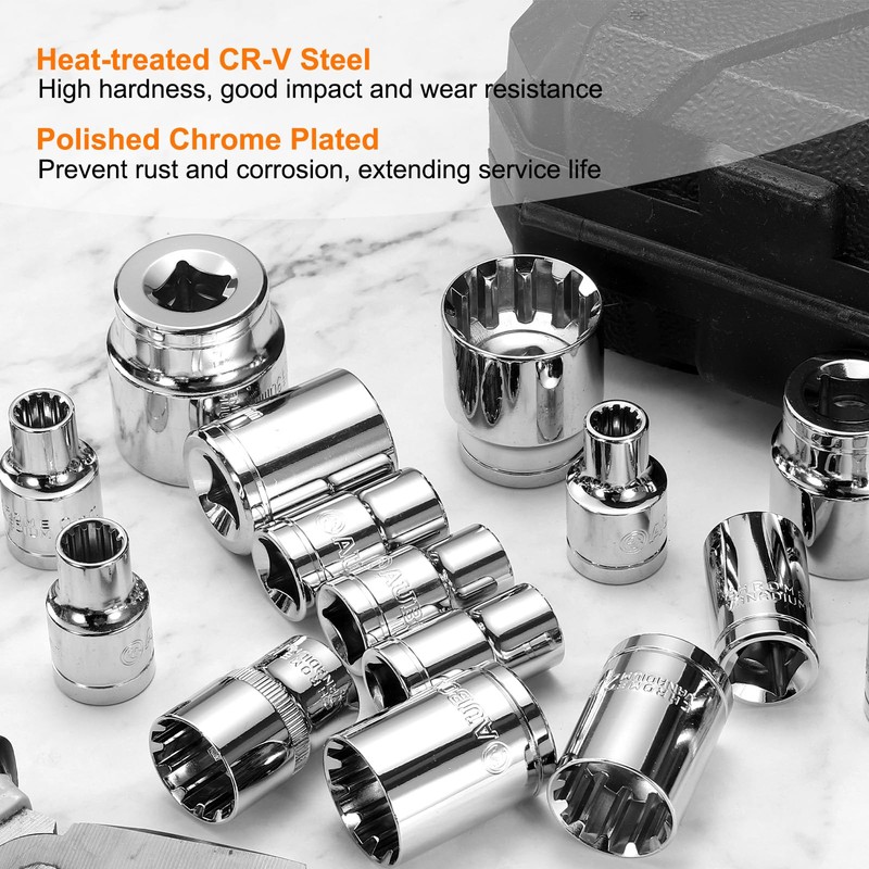 sourcing map 2pcs 12 Point Socket 1/2" Drive by 21mm