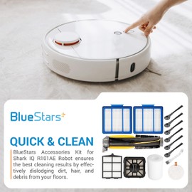 BlueStars Accessories Kit for Shark IQ AV1010AE R101AE RV1001AE AV911S AV993 RV1000 UR1000SR Robot Vacuum Cleaner - 1 main brush, 6 side brushes, 4 Filter Kit, 1 Pre-Motor Foam + Cleaning Tool