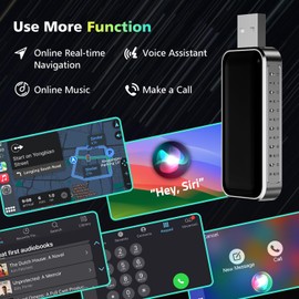 CNDPSTE Wireless CarPlay Adapter Auto-Connect in Seconds, USB-C & USB-A Cables, Wired CarPlay Car 2016+