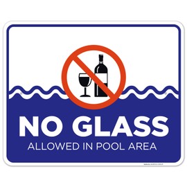 No Glass Allowed in Pool Area Sign, Pool Sign, 24x30 Inches, Rust Free .063 Aluminum, Fade Resistant, Indoor/Outdoor Use, Made in USA by Sigo Signs