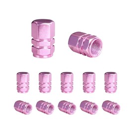 Ohleats 12 PCS Car Tire Valve Stem Caps, Leakproof Tire Air Cap with O Rubber Seal, Aluminium Wheel Valve Dust Cover for SUV Truck Motorcycle Bike, Universal Car Accessories (Pink)