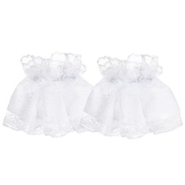 Abeillo Lolita Lace Gloves White Hand Sleeve Bracelet Tea Party Gloves Ruffled Wrist Cuff for Wedding Evening Prom Costume Accessories
