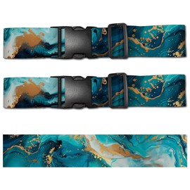 CREATCABIN Pack of 2 Luggage Straps Suitcase Strap TSA Tested Adjustable Travel Strap Polyester Marble Luggage Connection Straps for Suitcases with Plastic Fasteners Suitcase Strap Accessories 5 x 90