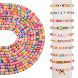 Beadthoven 10 Strands 6mm Clay Beads Bracelet Making Kit Heishi Beads Frosted Imitated Jelly Colorful Flat Beads Disc Beads Preppy Clay Beads for Jewelry Making Necklaces DIY Supplies
