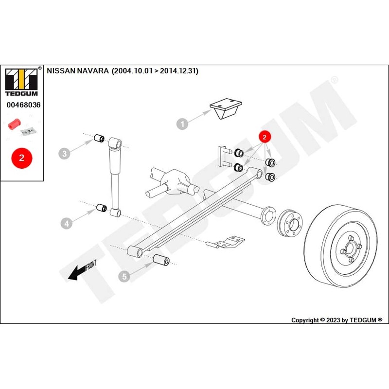 TEDGUM 00468036 REAR LEAF SPRING POLYURETHANE BUSHING