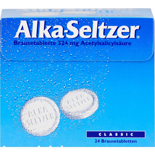 Alka-Seltzer Classic effervescent tablets, pack of 24 tablets.