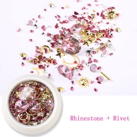 Nail Art Rhinestones, 6 Boxes Metal Nail Art Studs, Mixed Diamond Rivet Nail Art Design, 3D Glitter Gem Crystal Supplies for Women Girls Manicure Charms Decorations DIY Nail Art Tips Nail Jewels Set