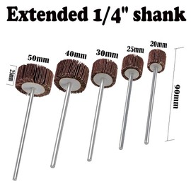 JUNLIXN 10 Pcs 90mm Extra Long Flap Wheels Sander, Extended 1/4'' Shank Abrasive Flap Wheel for Drill, Grinder, Rotary Tools (20/25/30/40/50mm)